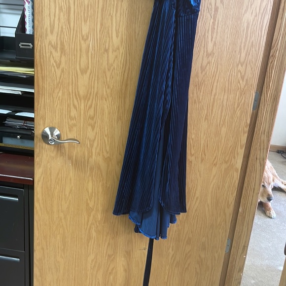 Blue Lush Velvet Butterfly Sleeve Ribbed Maxi Dress - Picture 11 of 11